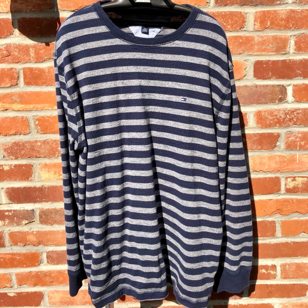 Tommy Hilfiger Men’s XL Blue/Grey Striped Sweater